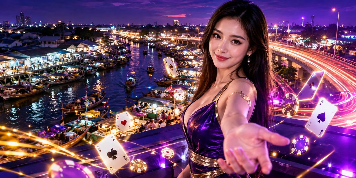 Không gian chơi game bài neon sôi động tại Cần Thơ về ban đêm