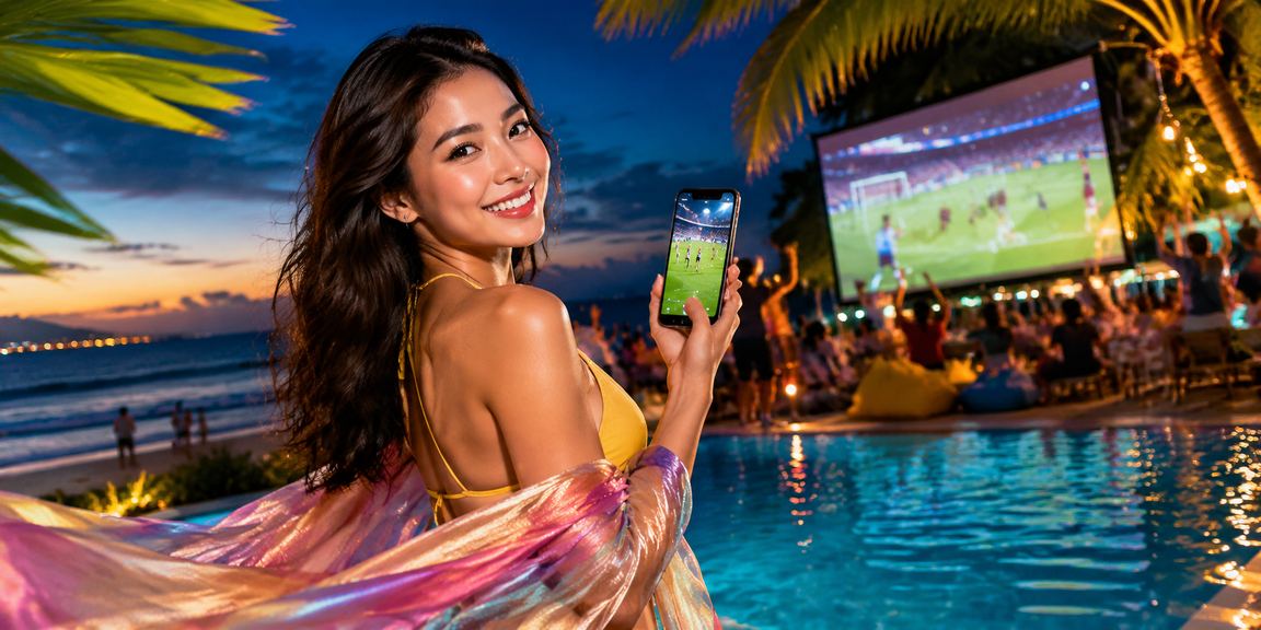 Người hâm mộ bóng đá xem kèo và nhận voucher cược tại bãi biển Vũng Tàu